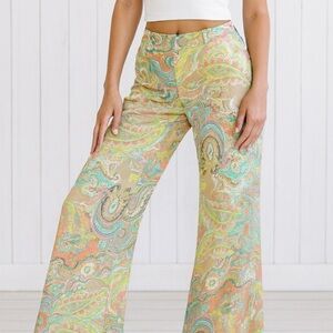 Jessica Simpson boho paisley wide leg pants size S